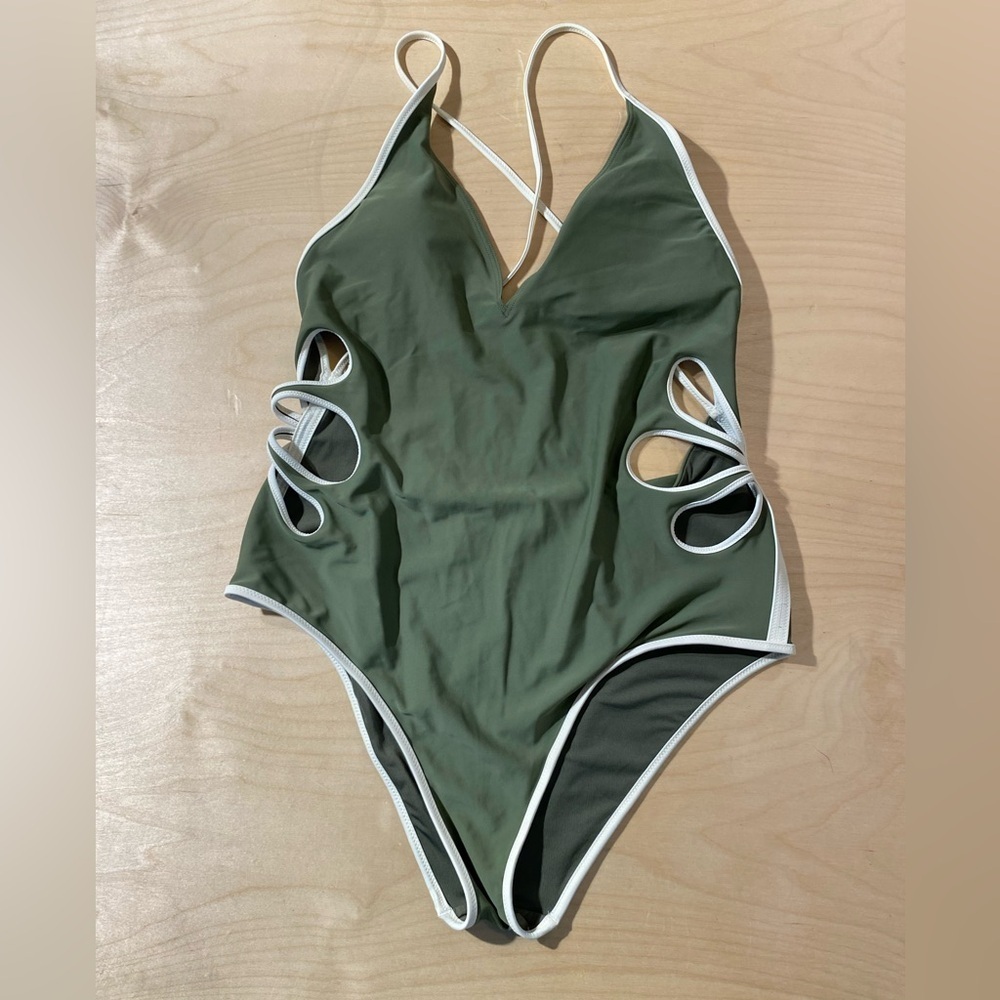 Olive Green One-Piece Swimsuit XL (LW)